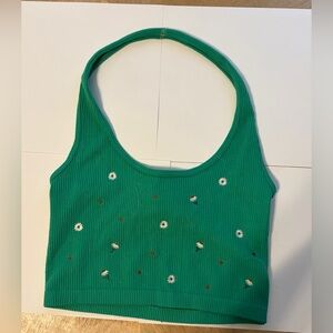 Zara Teal Knit Top Halter Top OS Stretch material